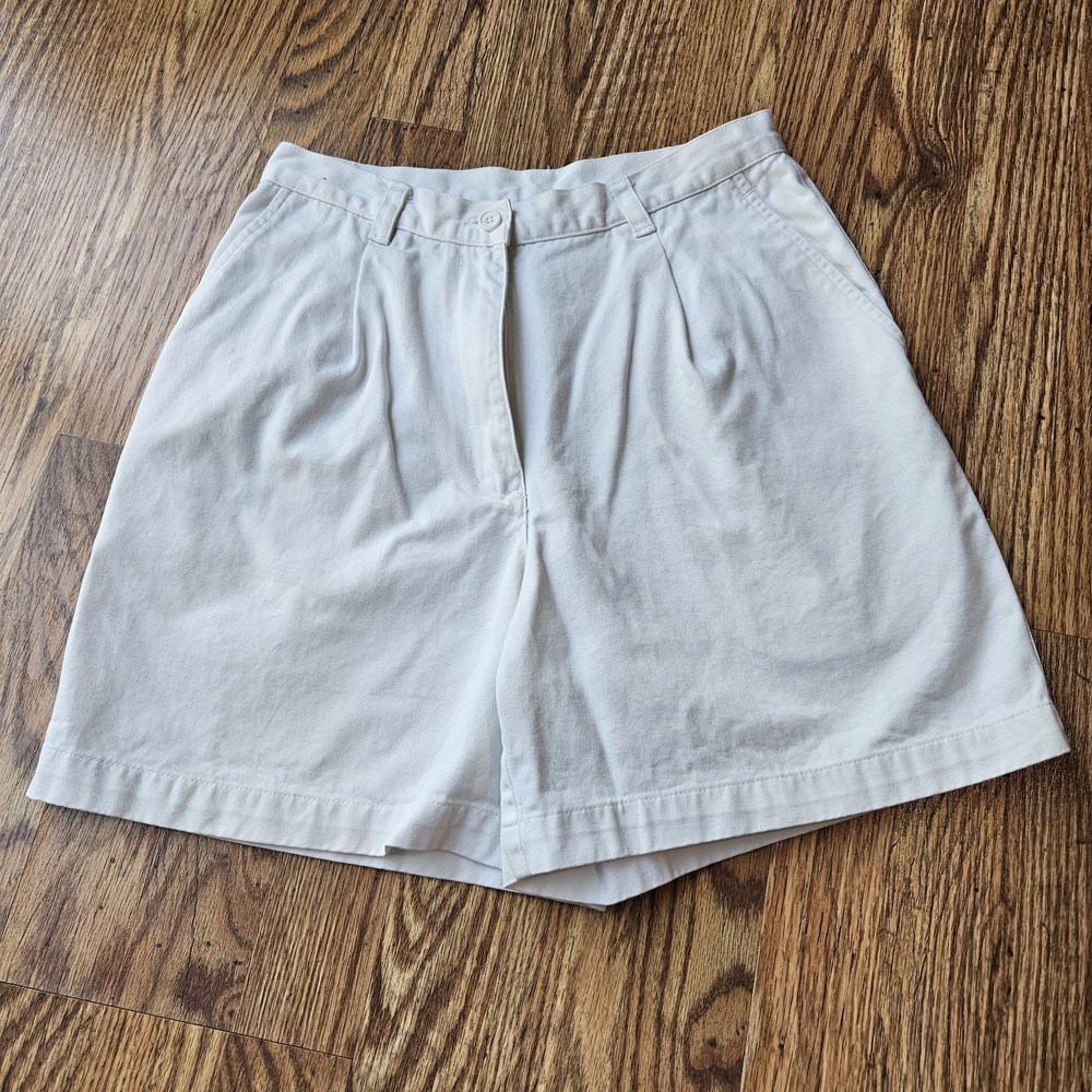 LRL Ralph Lauren High Rise Walking Chino White Shorts Women 4 Casual 5.5" Inseam